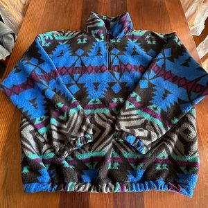 Vintage Blass Sport Aztec Zip Front Fleece  Pullover - Bohemian